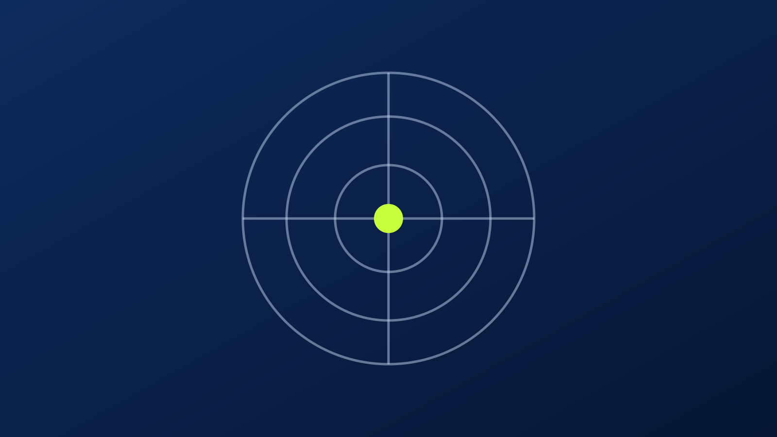 Concentric radar with a single sovereign marker — Sovereign AI motif.